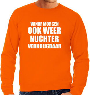 Bellatio Decorations Feest sweater / trui morgen nuchter verkrijgbaar oranje voor heren - Koningsdag/ Nederland/ EK/ WK