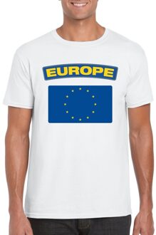 Bellatio Decorations Feest T-shirt met Europese vlag - wit - heren - korte mouwen
