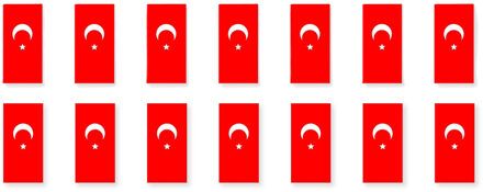 Bellatio Decorations Feest vlaggenlijn Turkije - 2x - papier - 4 meter - landen decoratie - Turkse vlag