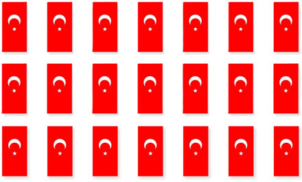 Bellatio Decorations Feest vlaggenlijn Turkije - 3x - papier - 4 meter - landen decoratie - Turkse vlag
