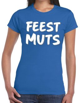 Bellatio Decorations Feestmuts fun t-shirt blauw dames 2XL