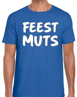 Bellatio Decorations Feestmuts fun t-shirt blauw heren