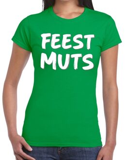 Bellatio Decorations Feestmuts tekst t-shirt groen voor dames 2XL