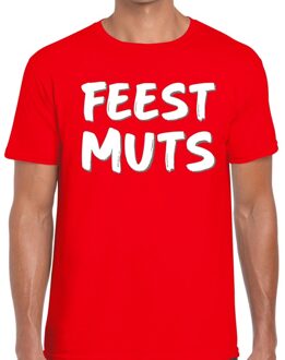 Bellatio Decorations Feestmuts tekst t-shirt - rood - heren - Foute party kleding - korte mouwen