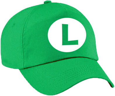 Bellatio Decorations Feestpet Luigi - loodgieter - groen - voor dames en heren - baseball cap - verkleed carnaval petjes