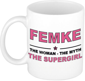 Bellatio Decorations Femke cadeau mok - Woman Myth Supergirl - naam koffiemok - 300 ml - collega - moederdag