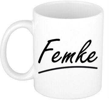 Bellatio Decorations Femke voornaam kado beker / mok sierlijke letters - gepersonaliseerde mok met naam - Naam mokken Multikleur