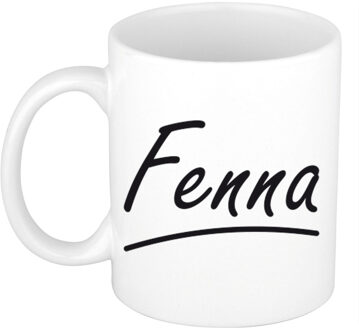 Bellatio Decorations Fenna voornaam kado beker / mok sierlijke letters - gepersonaliseerde mok met naam - Naam mokken Multikleur