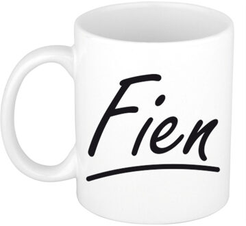 Bellatio Decorations Fien voornaam kado beker / mok sierlijke letters - gepersonaliseerde mok met naam - Naam mokken Multikleur