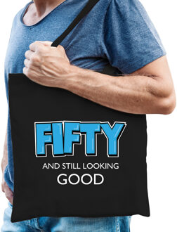 Bellatio Decorations Fifty and still looking good verjaardag cadeau tas zwart voor heren - Verjaardag / Abraham