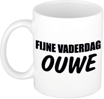 Bellatio Decorations Fijne Vaderdag ouwe cadeau mok / beker wit 300 ml - Cadeau mokken