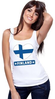 Bellatio Decorations Finland hart vlag singlet shirt/ tanktop wit dames L