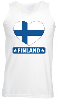 Bellatio Decorations Finland hart vlag singlet shirt/ tanktop wit heren 2XL