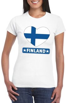 Bellatio Decorations Finland hart vlag t-shirt wit dames XS