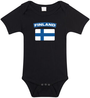 Bellatio Decorations Finland landen rompertje met vlag zwart voor babys 56 (1-2 maanden)