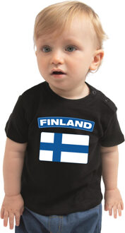 Bellatio Decorations Finland landen shirtje met vlag zwart voor babys 62 (1-3 maanden)