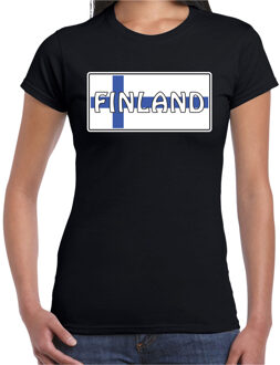 Bellatio Decorations Finland landen t-shirt zwart dames 2XL