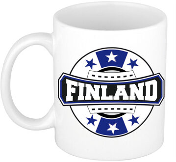 Bellatio Decorations Finland landen thema koffiemok - keramiek - 300 ml - supporters beker - Cadeau - wit Multi