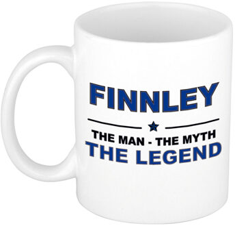 Bellatio Decorations Finnley cadeau mok - man myth legend - naam koffiemok - 300 ml - collega - vaderdag Donkerblauw