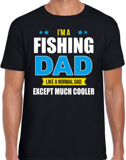 Bellatio Decorations Fishing dad normal except cooler cadeau t-shirt zwart voor heren - Vaderdagscadeaus M