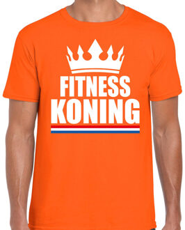 Bellatio Decorations Fitness koning t-shirt oranje heren - Sport / hobby shirts 2XL - Feestshirts