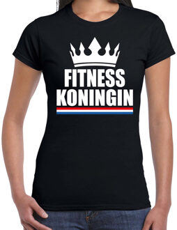 Bellatio Decorations Fitness koningin t-shirt zwart dames - Sport / hobby shirts 2XL