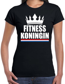 Bellatio Decorations Fitness koningin t-shirt zwart dames - Sport / hobby shirts