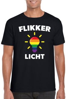 Bellatio Decorations Flikker licht shirt met regenboog lampje zwart heren 2XL