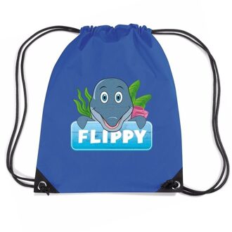 Bellatio Decorations Flippy de dolfijn trekkoord rugzak / gymtas blauw voor kinderen - Gymtasje - zwemtasje