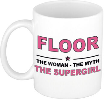 Bellatio Decorations Floor cadeau mok - Woman Myth Supergirl - naam koffiemok - 300 ml - collega - moederdag