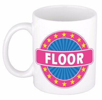 Bellatio Decorations Floor voornaam koffiemok - beker - wit/roze - 300 ml - Cadeau - Dames - Collega - Moederdag Multi