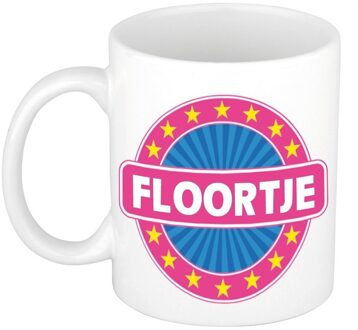 Bellatio Decorations Floortje voornaam koffiemok - beker - wit/roze - 300 ml - Cadeau - Dames - Collega - Moederdag Multi
