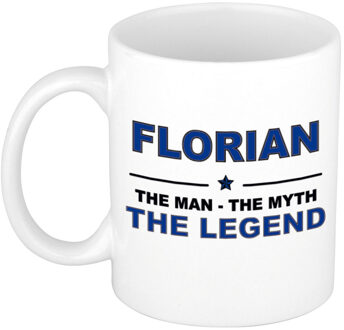 Bellatio Decorations Florian cadeau mok - man myth legend - naam koffiemok - 300 ml - collega - vaderdag Donkerblauw