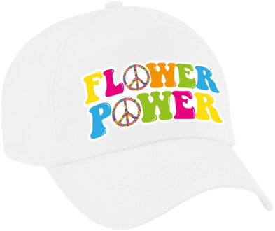 Bellatio Decorations Flower power verkleed pet/cap wit volwassenen - Verkleedhoofddeksels