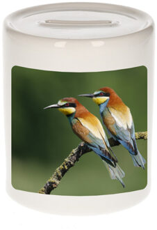 Bellatio Decorations Foto bijeneter vogel spaarpot 9 cm - Cadeau vogels liefhebber - Spaarpotten Multikleur