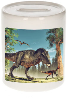 Bellatio Decorations Foto dinosaurus t-rex spaarpot 9 cm - Cadeau dinosaurussen liefhebber - Spaarpotten Multikleur