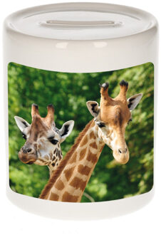 Bellatio Decorations Foto giraffe spaarpot 9 cm - Cadeau giraffen liefhebber - Spaarpotten Multikleur