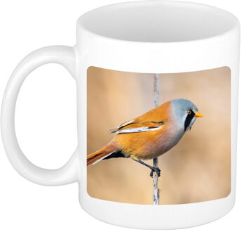 Bellatio Decorations Foto mok baardmannetje vogel mok / beker 300 ml - Cadeau vogels liefhebber - feest mokken Wit