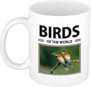 Bellatio Decorations Foto mok Bijeneter beker - birds of the world cadeau Bijeneter vogels liefhebber - feest mokken Wit