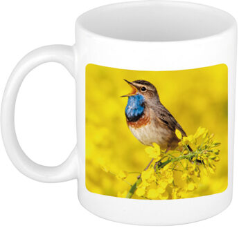 Bellatio Decorations Foto mok blauwborst vogel mok / beker 300 ml - Cadeau vogels liefhebber - feest mokken Wit