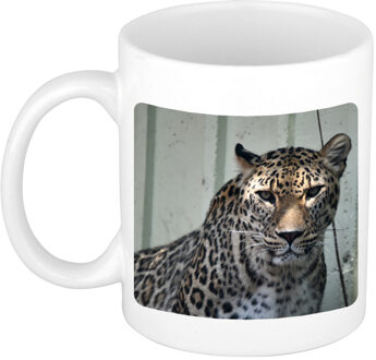 Bellatio Decorations Foto mok gevlekte jaguar mok / beker 300 ml - Cadeau jaguars liefhebber - feest mokken Wit