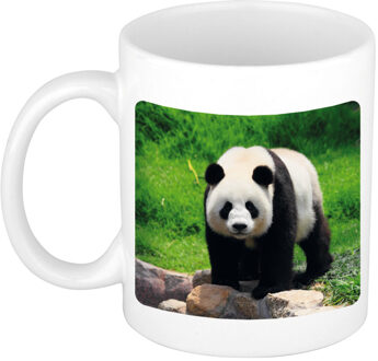 Bellatio Decorations Foto mok grote panda mok / beker 300 ml - Cadeau pandaberen liefhebber - feest mokken Wit