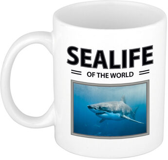 Bellatio Decorations Foto mok Haai beker - sealife of the world cadeau Haaien liefhebber - feest mokken Wit