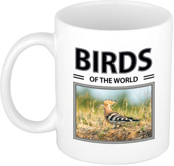 Bellatio Decorations Foto mok Hop beker - birds of the world cadeau Hop vogels liefhebber - feest mokken Wit