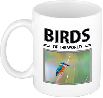 Bellatio Decorations Foto mok Ijsvogel beker - birds of the world cadeau Ijsvogels liefhebber - feest mokken Wit