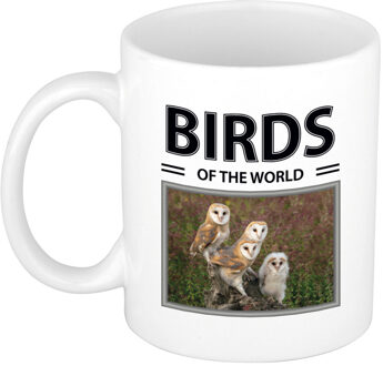 Bellatio Decorations Foto mok Kerkuil beker - birds of the world cadeau Kerkuilen liefhebber - feest mokken Wit