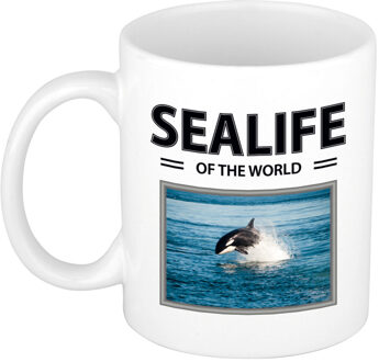 Bellatio Decorations Foto mok Orka beker - sealife of the world cadeau Orkas liefhebber - feest mokken Wit