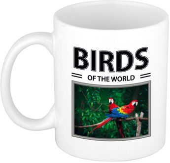 Bellatio Decorations Foto mok Papegaai beker - birds of the world cadeau Papegaaien liefhebber - feest mokken Wit