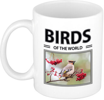 Bellatio Decorations Foto mok Pestvogel beker - birds of the world cadeau Pestvogels liefhebber - feest mokken Wit