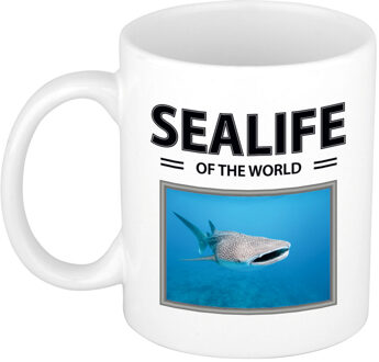 Bellatio Decorations Foto mok Walvishaai beker - sealife of the world cadeau Haaien liefhebber - feest mokken Wit